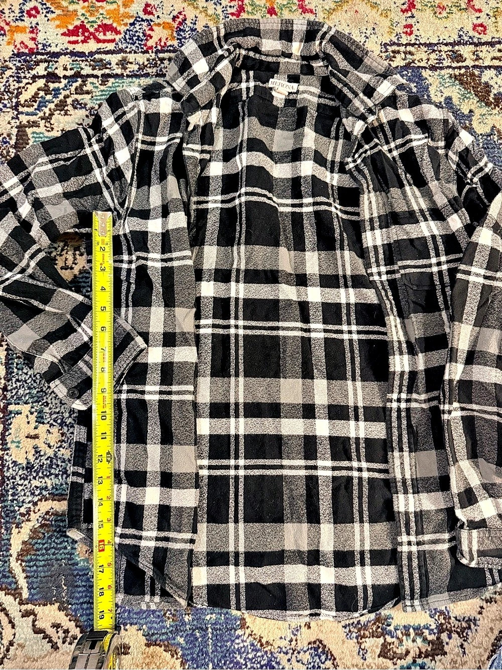 Merona Plaid Button Down in Black & White Medium